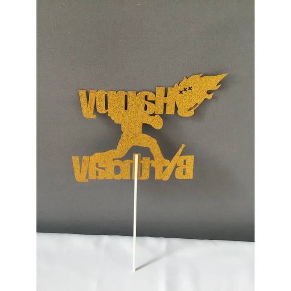 Baseball Theme Happy Birthday  Topper Decoration Black Gold Glitter NEW - Picture 2 of 3